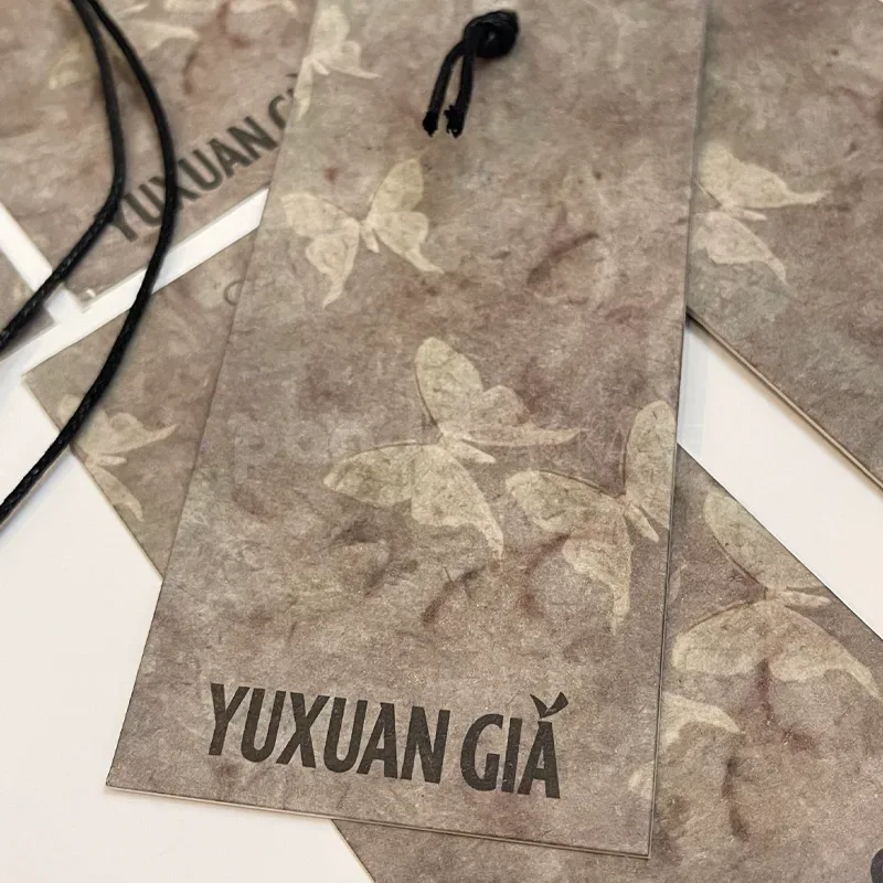 Light Brown Handmade Butterfly Tags with Black Cord