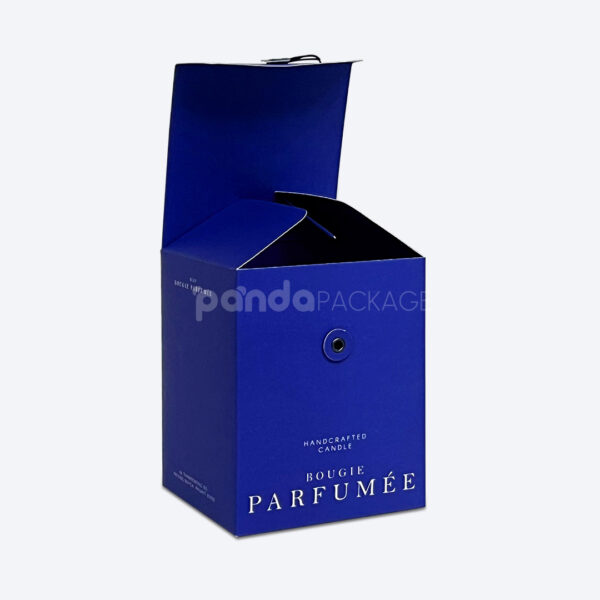 Cobalt Blue Catalog Lock Gift Box with Aqueous Coating & Rope