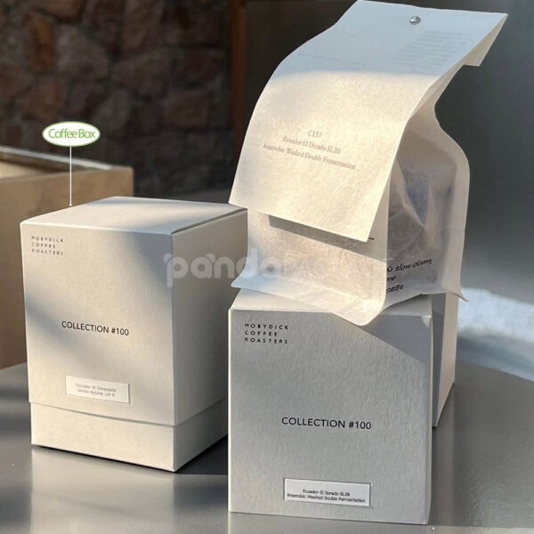 Elegant Cream Paper Stand-Up Coffee Pouch Gift Box Set