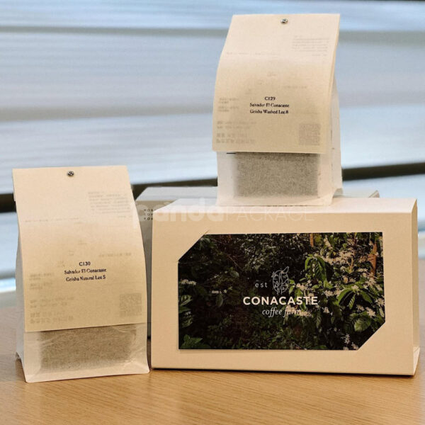 Elegant Cream Paper Stand-Up Coffee Pouch Gift Box Set