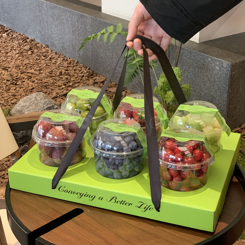 Emerald Green Fruit Box with Ribbon Handle