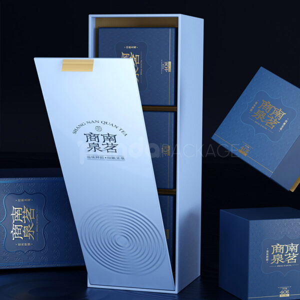 Indigo Embossed Foil-Stamped Flip-Top Gift Box