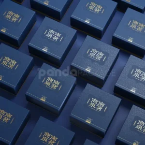 Blue Flip-Top Tea Gift Box with Embossed Design
