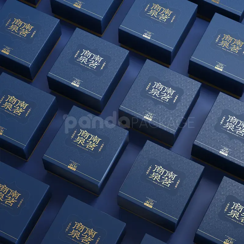 Blue Flip-Top Tea Gift Box with Embossed Design
