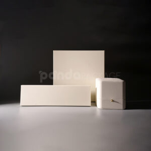Ivory Faux Leather Hinged Heirloom Jewelry Box
