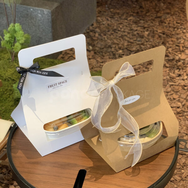Kraft Window Takeout Fruit Box with Ribbon - second image