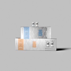 Luxury Ampoule Set of 6 in White Pull-Out Box with Silver Accents