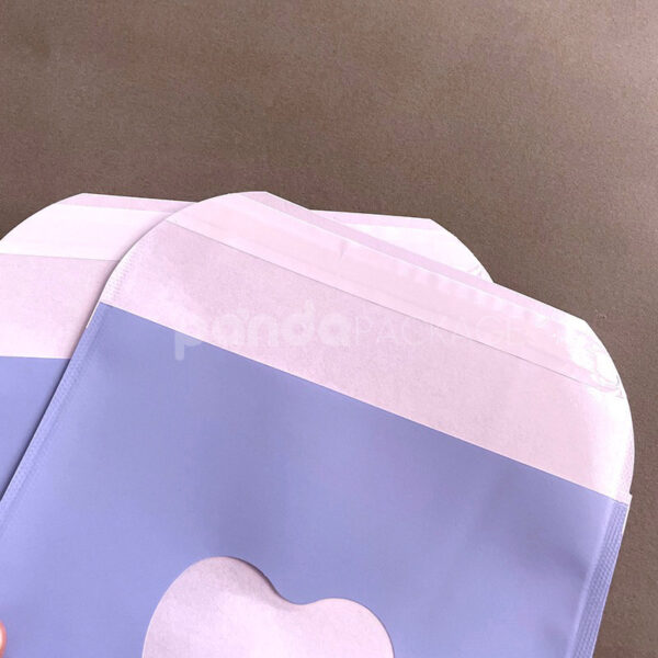 Mist Blue Eco-Friendly Plastic Resealable Pouch with Heart Shaped Window Cut-Out Packaging