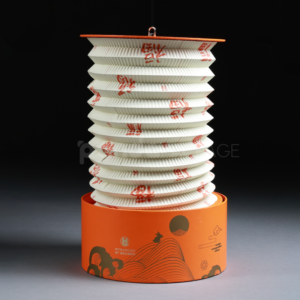 Orange Mooncake Cylinder with Rabbit Design for Mid-Autumn Festival