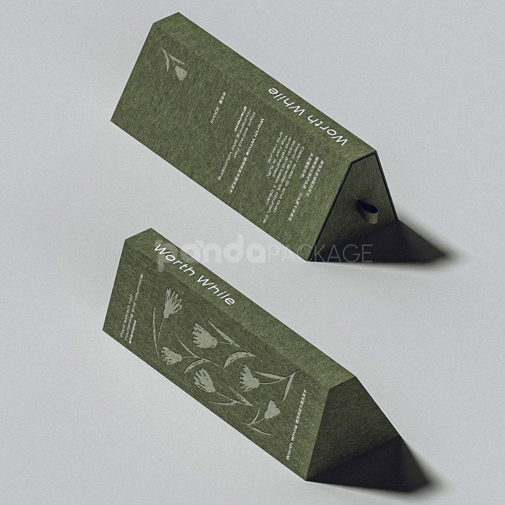 grass green trapezoid box with botanical design
