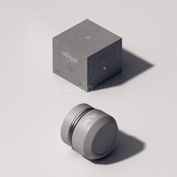 Foldable Iron Gray Embossed Silver Luxury Box and Jar