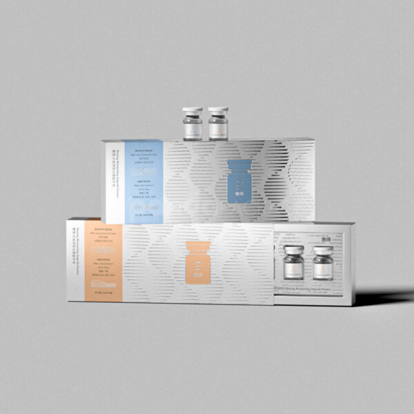 Luxury Ampoule Set of 6 in White Pull-Out Box with Silver Accents