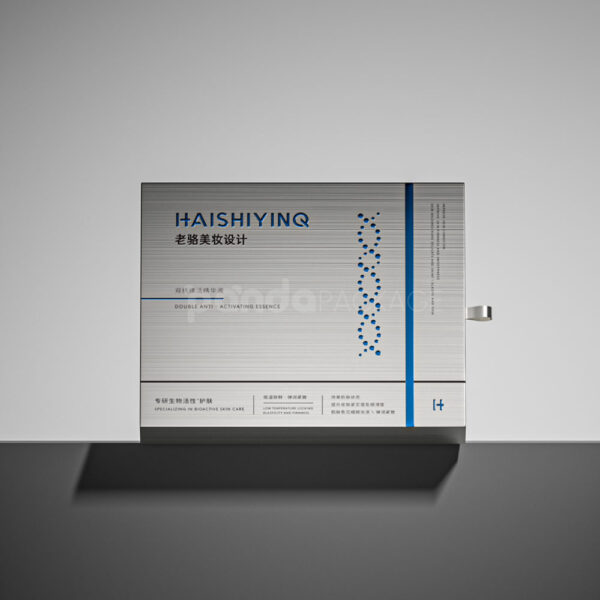 Silver Rigid Drawer Box for Cosmetic Ampoule Packaging