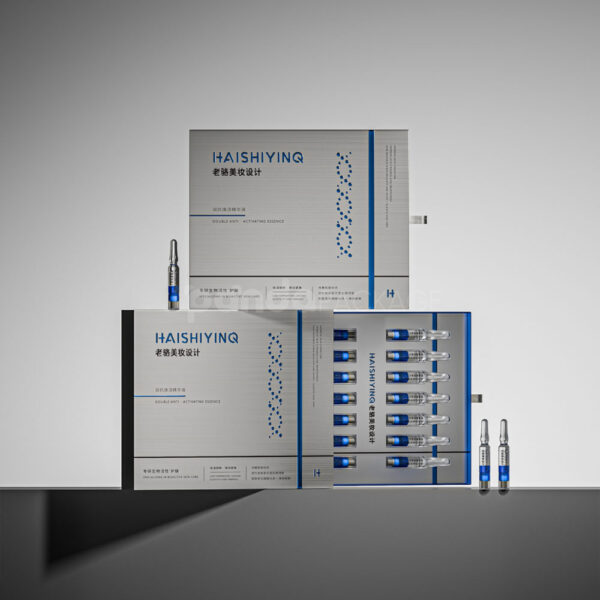 Silver Rigid Drawer Box for Cosmetic Ampoule Packaging