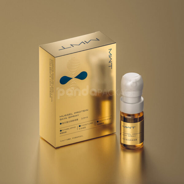 Collapsible Foldable Spot Gloss UV Gold Elegant Box and Ampoule