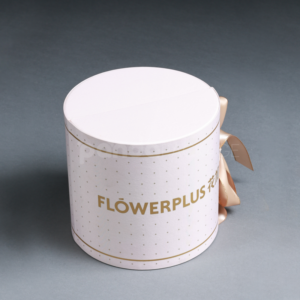 Pink Polka-Dot Round Gift Box with Drawer and Ribbon