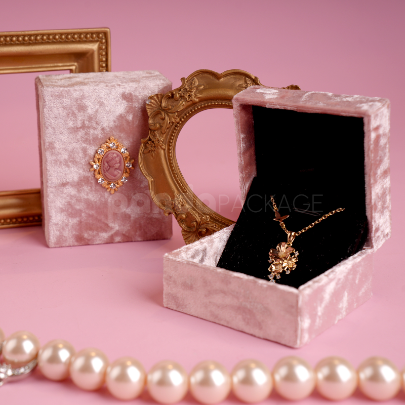 Pink Velvet Jewelry Case with Vintage Cameo Accent
