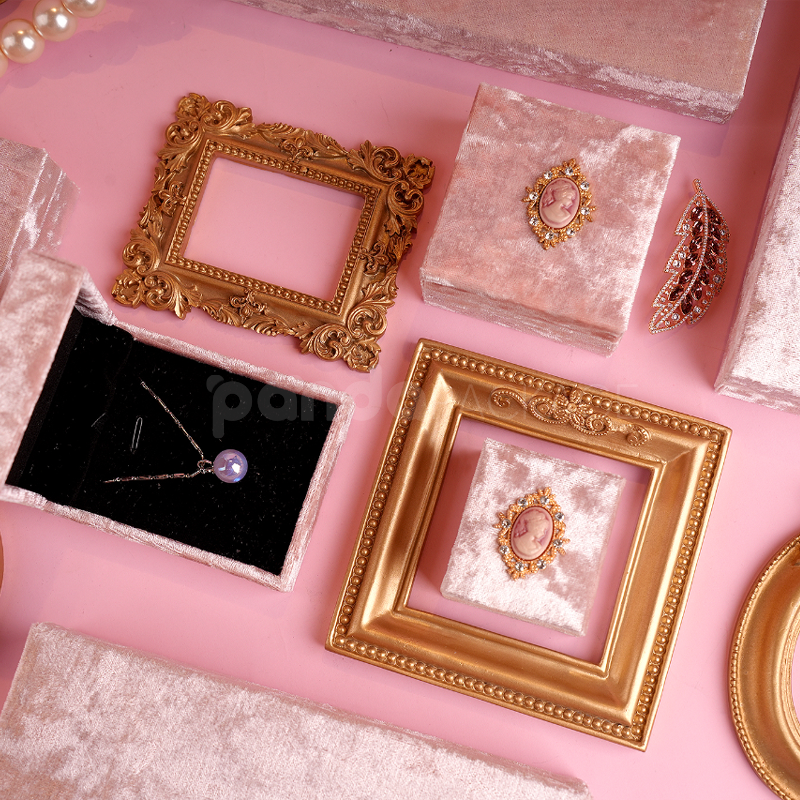 Pink Velvet Jewelry Case with Vintage Cameo Accent