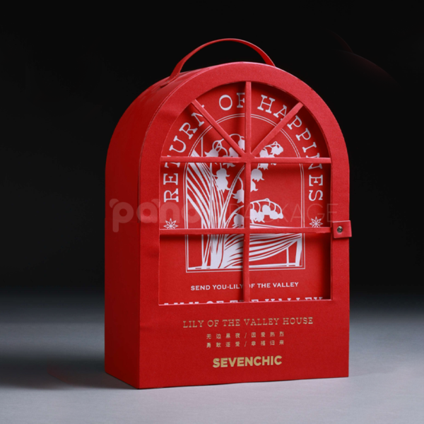 Red Dome Gift Box with Window Handle