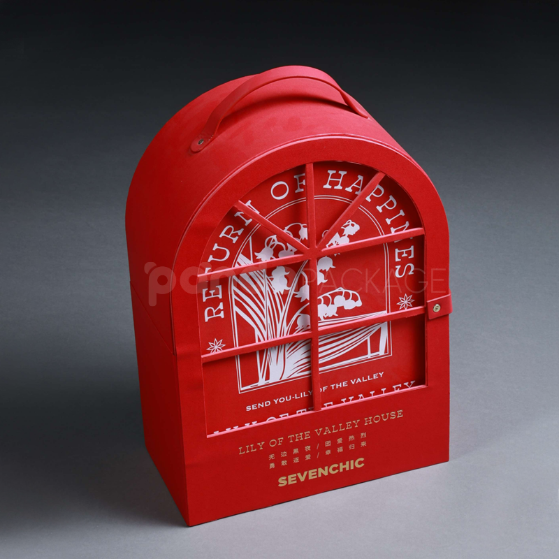 Red Dome Gift Box with Window Handle for Display