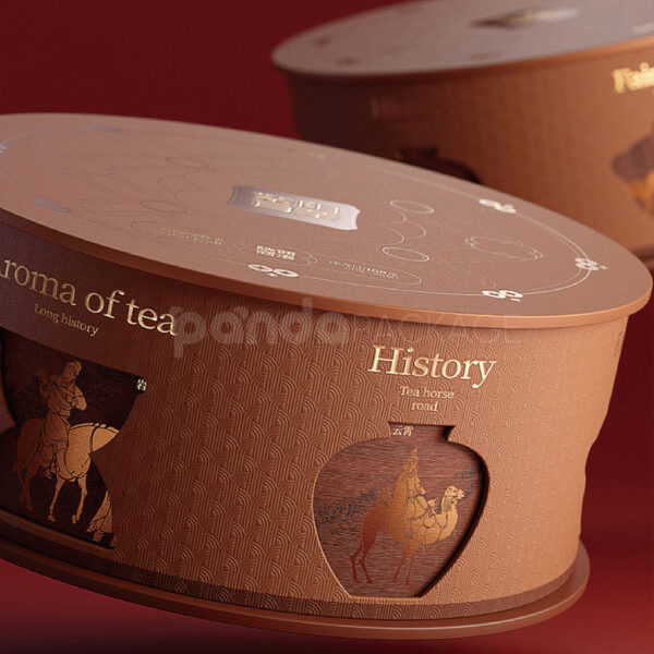 Heritage Brown Oriental Round Tea Gift Box