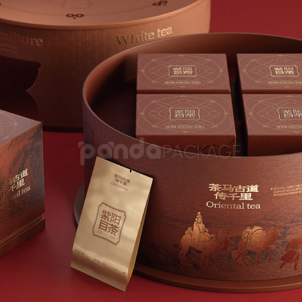 Heritage Brown Oriental Round Tea Gift Box