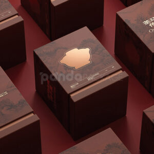 Heritage Brown Oriental Round Tea Gift Box with Embossed Design