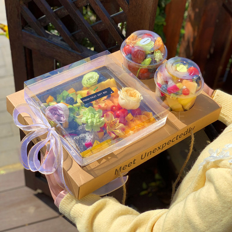 Luxe Amber Fruit Gift Box with Satin Ribbon