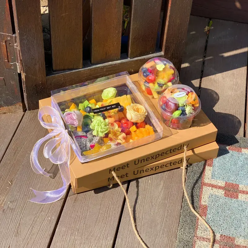 Luxe Amber Fruit Gift Box with Satin Ribbon