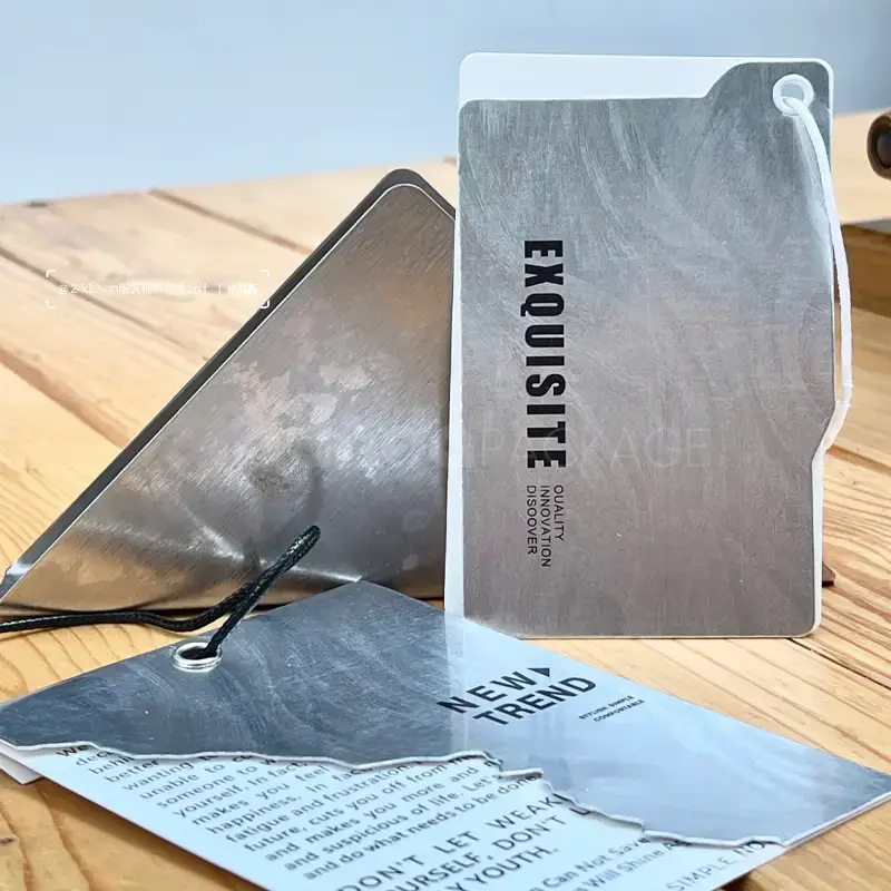 Silver Metallic Fashion Hang Tag with Minimalist Design