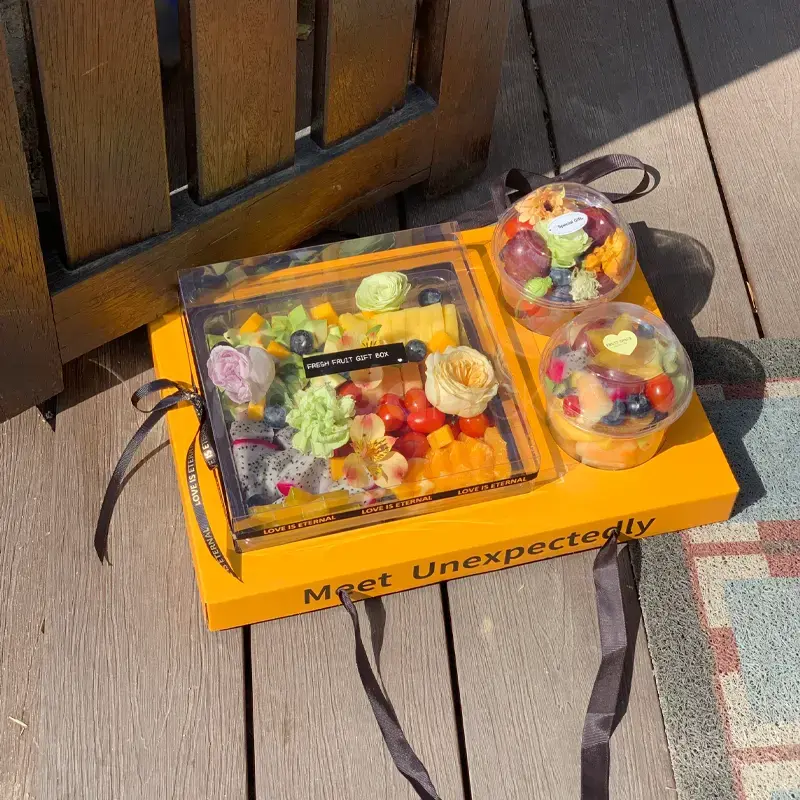 SunnyBloom Yellow Hardboard Tropical Fruit Box