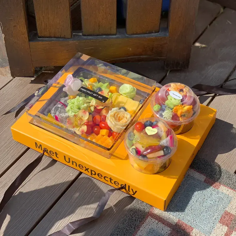 SunnyBloom Yellow Hardboard Tropical Fruit Box