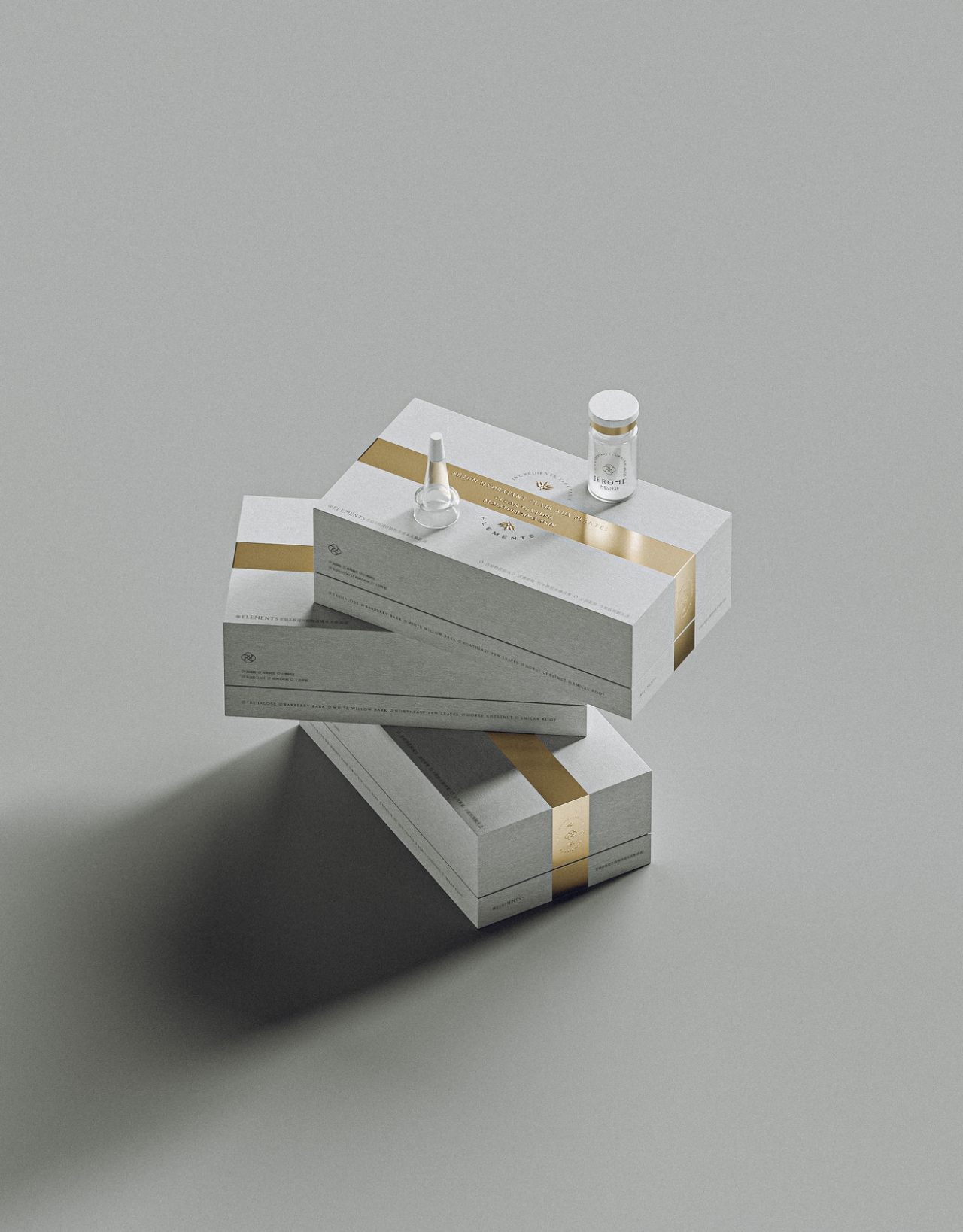 White Detachable Lid Gift Box and Premium Ampoule Bottles