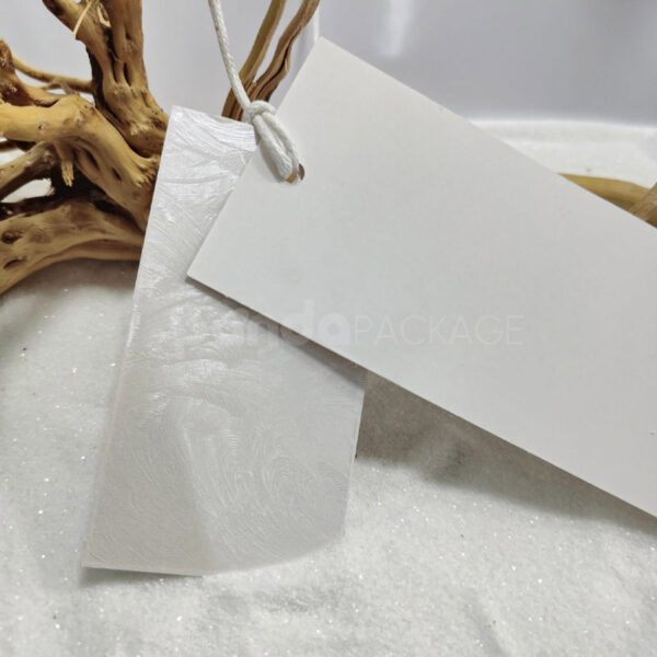 White Embossed Tag with Cord