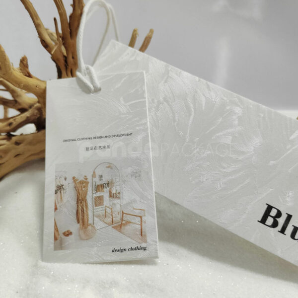 White Embossed Tag with Cord