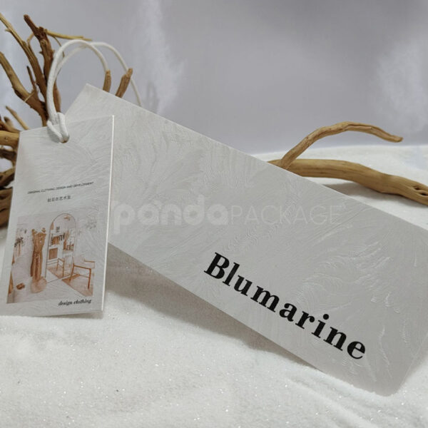 White Embossed Tag with Cord