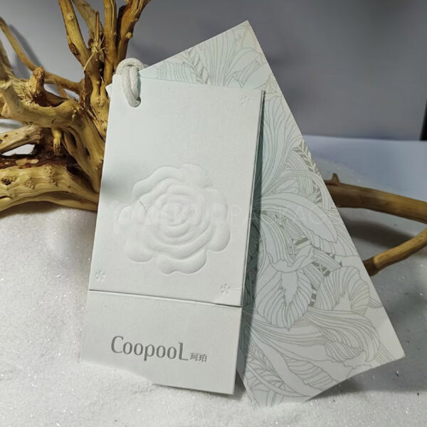 Floral Embossed White Paper Gift Tag