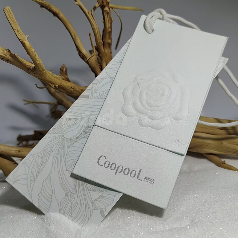 White Floral Embossed Gift Tag with Intricate Pattern