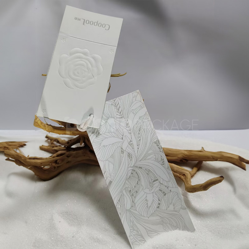 White Floral Embossed Gift Tag with Intricate Pattern
