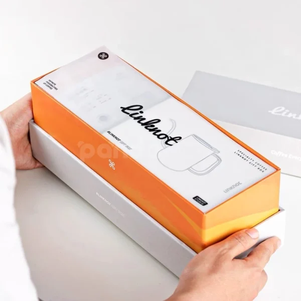 Sleek White Box with Vibrant Orange Core