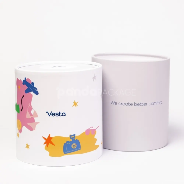 Artistic White Paperboard Box with Lid