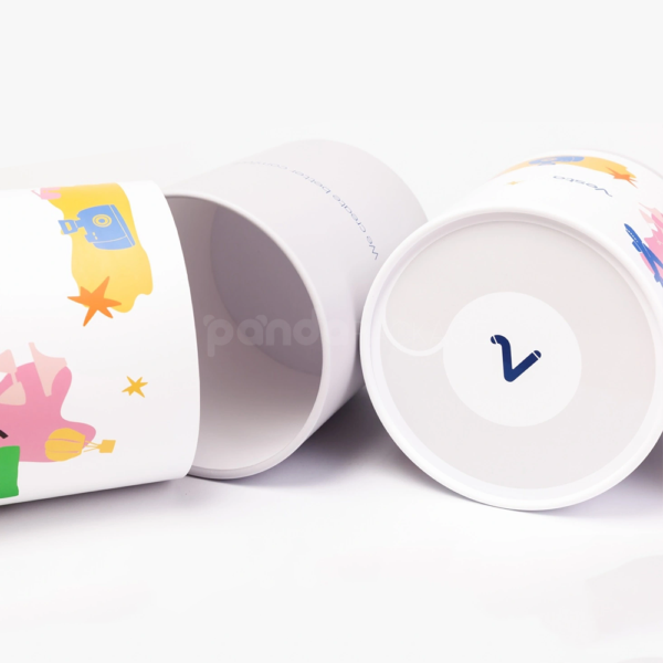 Artistic White Paperboard Box with Lid