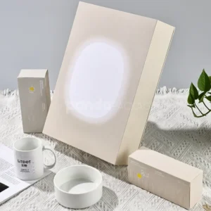 Beige rigid gift box with magnetic flip lid for premium packaging