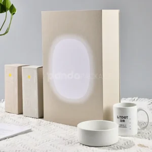 Beige rigid gift box with magnetic flip lid for premium packaging