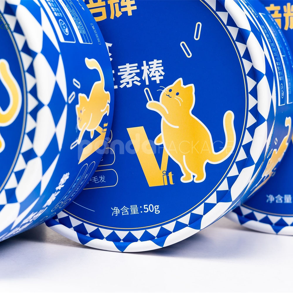 Custom blue round paperboard packaging tube with top lid