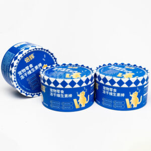 Custom blue round paperboard packaging tube with top lid
