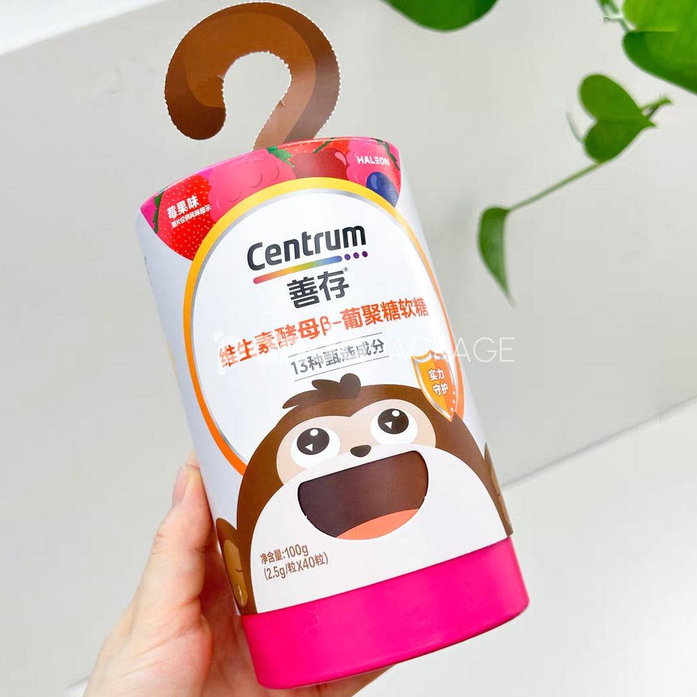 Colorful cartoon paper tube with hook-style hanger lid
