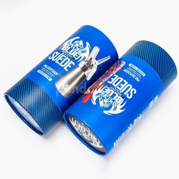 Cerulean Blue Rigid Paper Tube Packaging Box