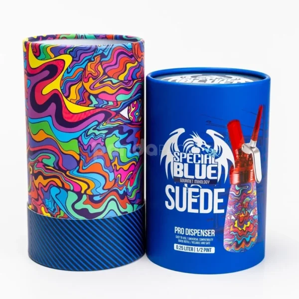 Cerulean Blue Rigid Paper Tube Packaging Box