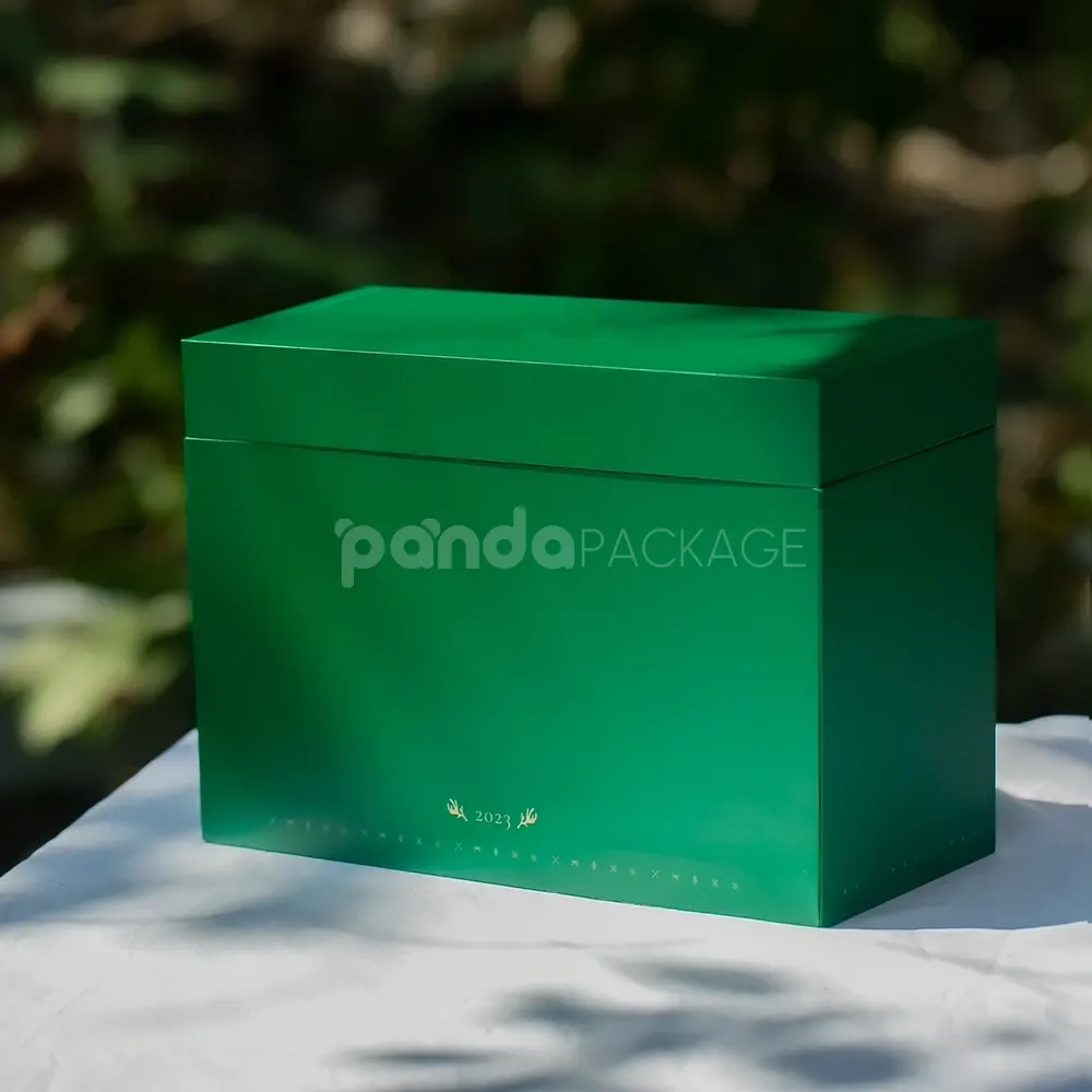 Dark green magnetic rigid box with flip lid for elegant packaging